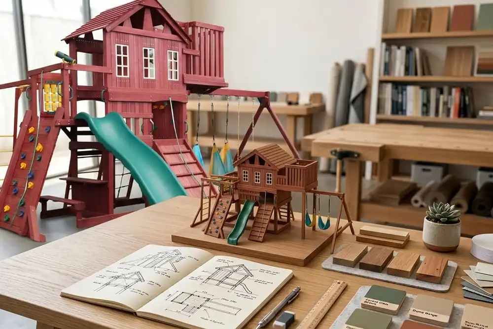 Customized wooden playset design service for the entire area