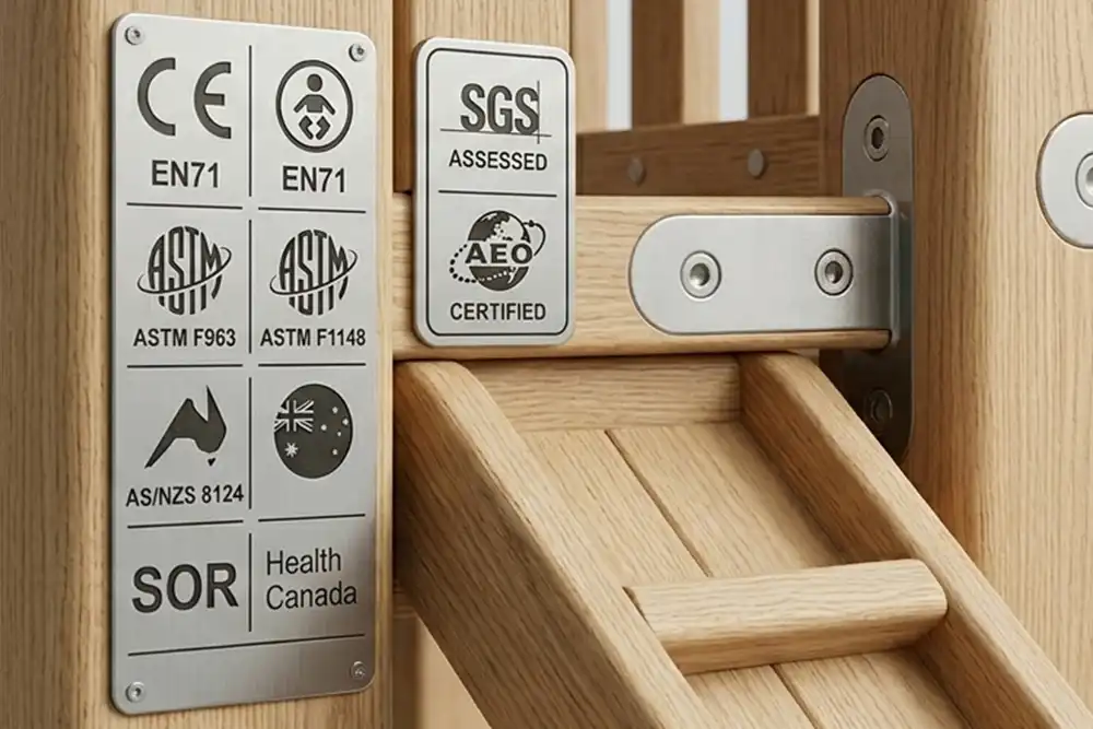 International-level safety standards for swing set with monkey bars