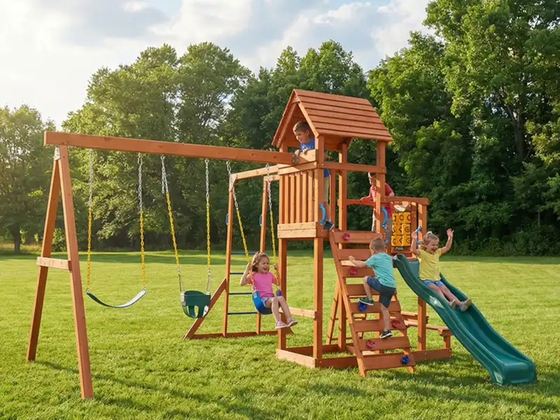 wooden outdoor playset