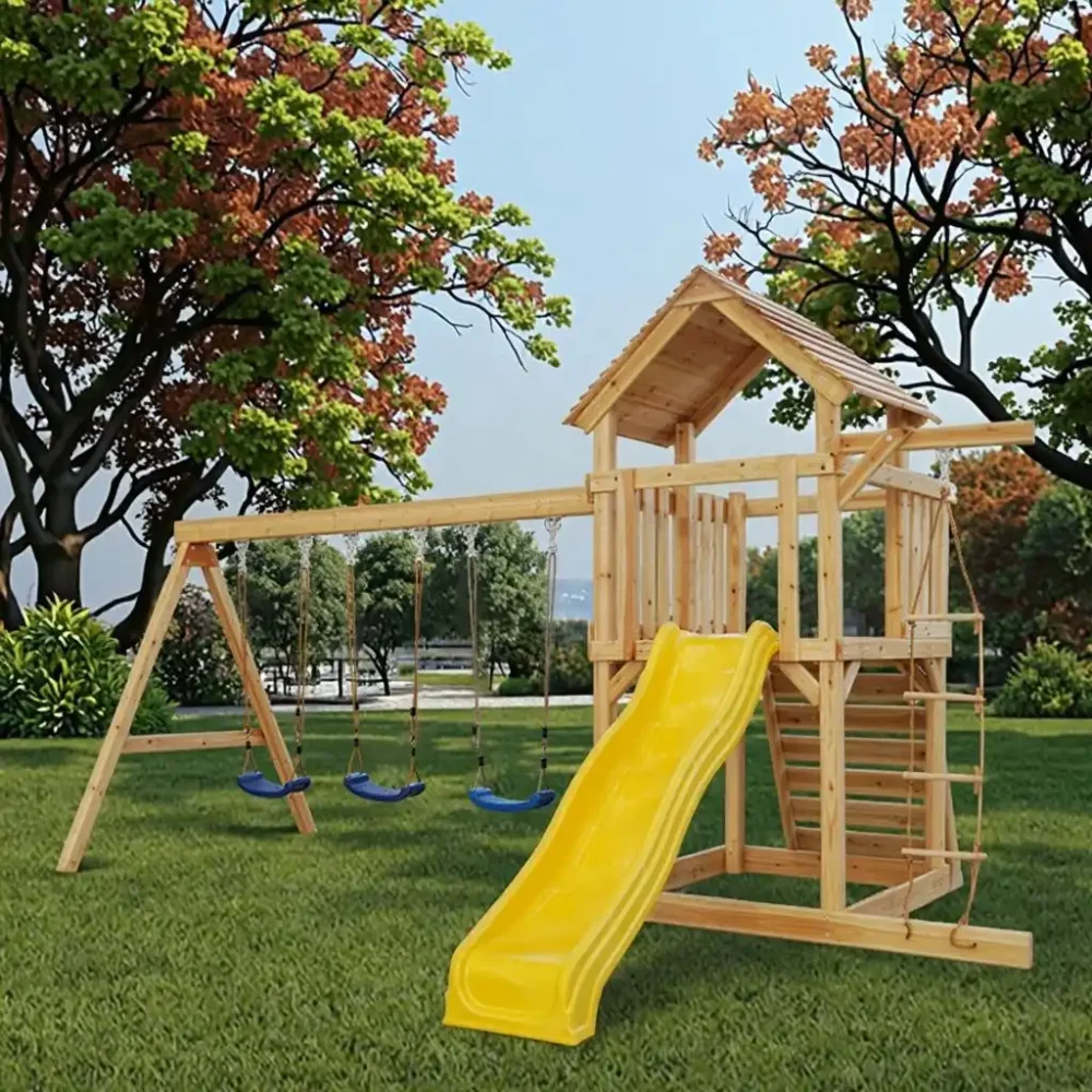 wooden swing sets for kids